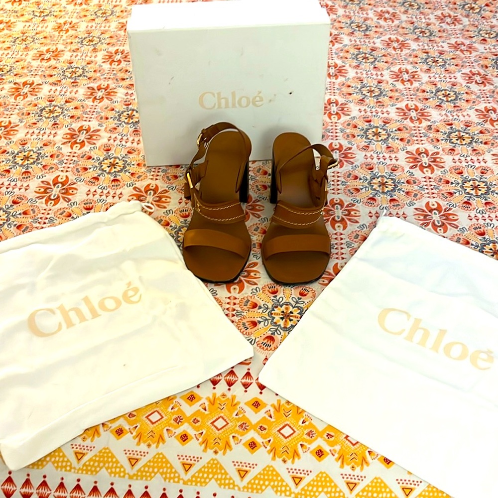 Chloe 40 1/2 chunk heel sandal.